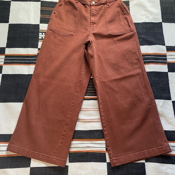 Universal Thread Rust Colored Wide Leg Cropped Denim Jeans. Size 4/27. Boho. - Picture 4 of 13